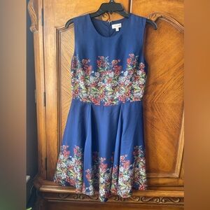 MAISON JULES Navy Floral Print Sleeveless Dress M